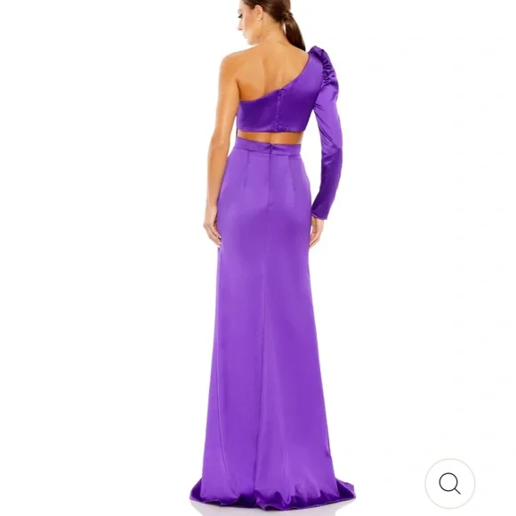 Mac Duggal PUFF ONE SLEEVE CUT OUT SIDE KNOT GOWN